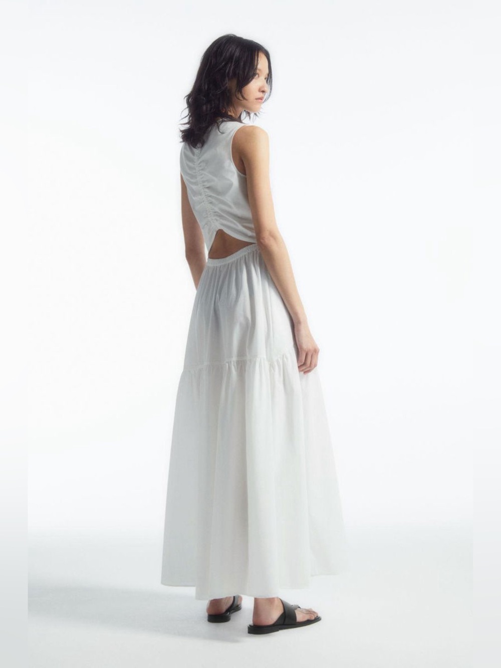 COS White Tiered Maxi Dress with Back Cutout - Picture 1 of 10